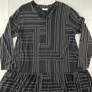 MASAI Copenhagen Black Printed Drop Waist Shirt Dress Boho
